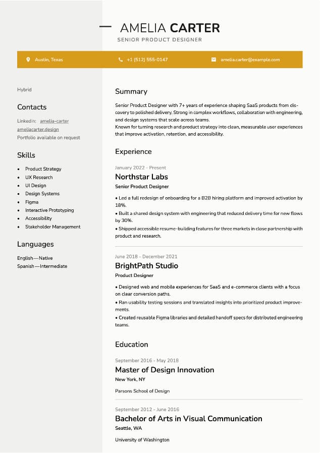Amber resume template