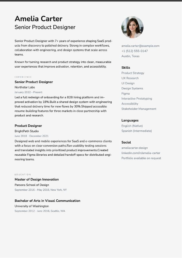 Community resume template