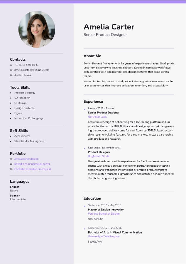 Lavender resume template