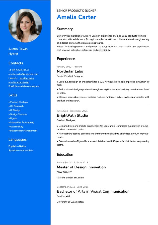 Simple Blue resume template